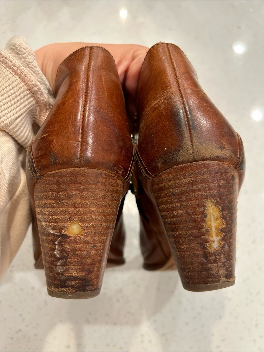 Frye Judith Leather Zip Booties Sz 9 - Picture 6 of 9